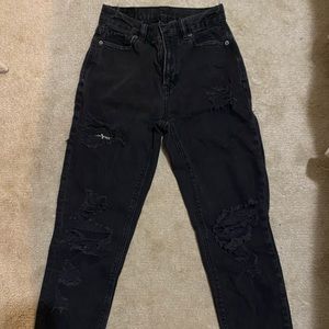 distressed black mom jeans
